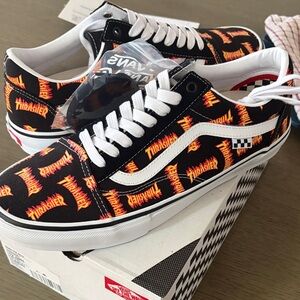 Vans Black and Orange Thrasher Edition Shoes